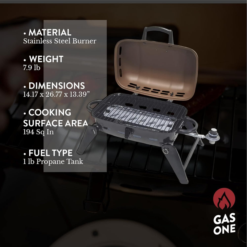 GasOne Tabletop Propane Grill – Portable Grill Propane with Heat Resistant Ha...