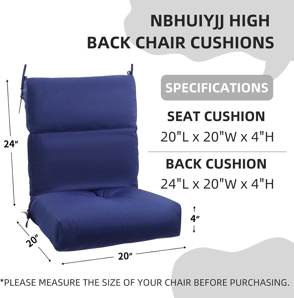 High Back Chair Cushion, 44" x 21" UV Resistant & Water-Rpellen...