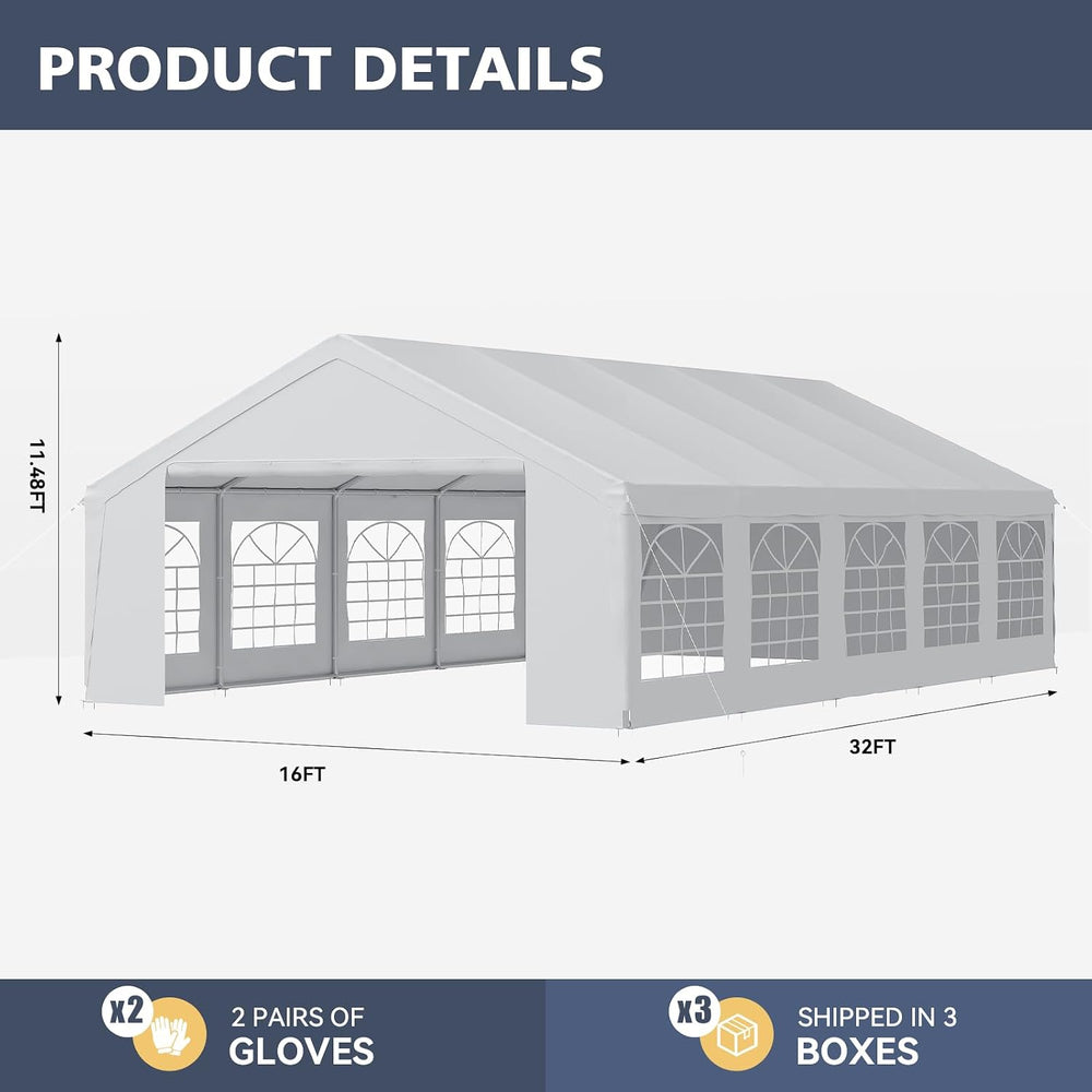 Party Tent 16x32 Canopy Heavy Duty, Waterproof Outdoor Event Tent with Remova...
