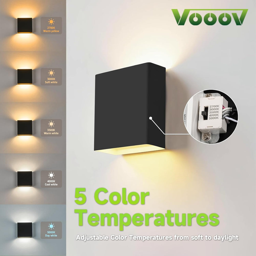 Black Up & Down Modern Aluminum Indoor Outdoor LED Wall Sconce