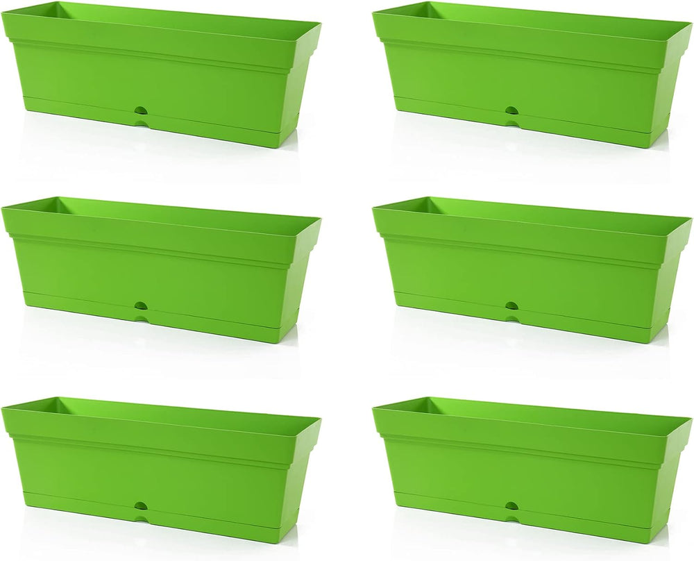 Mintra Garden Window Box Planters Set, Bulk Plastic Rectangular Planter Boxes...