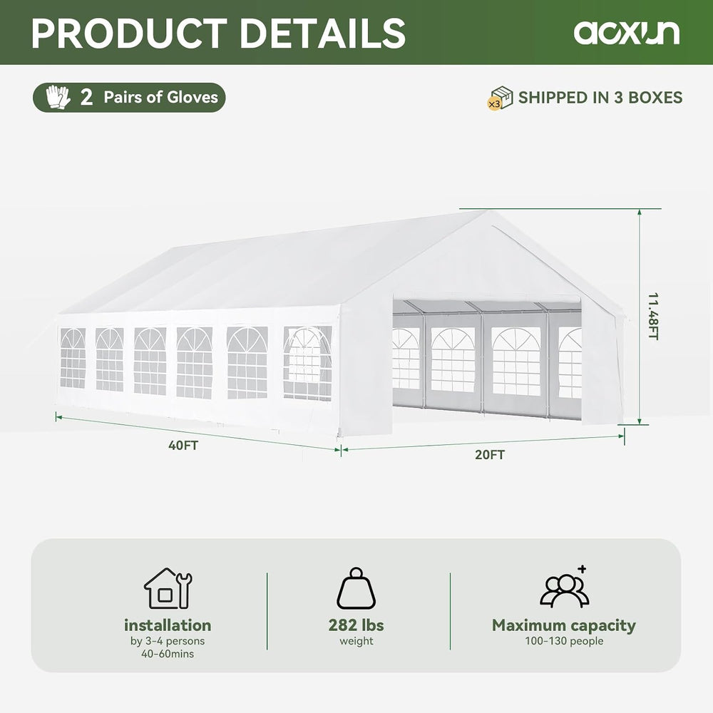 Aoxun 20x40 Party Tent,Heavy-Duty Canopy Tents for Parties Weddings Events