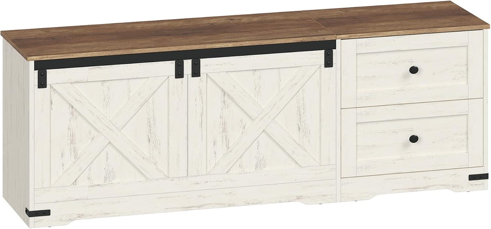 Hzuaneri 59" Farmhouse Storage Chest with 2 Drawers | 60 Gal | Retro White