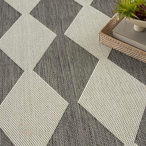 Nourison Home Positano Charcoal 4' x 6' Area Rug - Easy Clean, Non Sh...