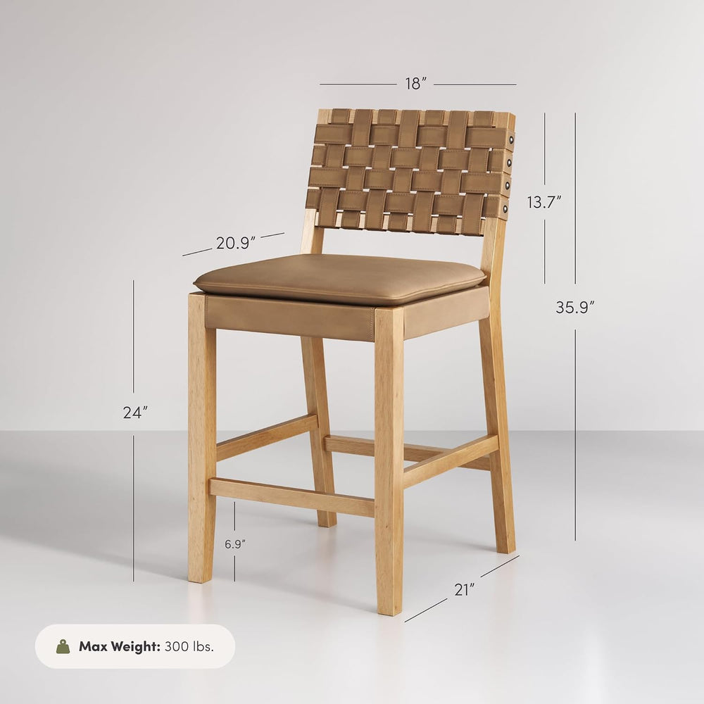 Nathan James Cohen Mid-Century Modern Suede Bar Stool, Counter Height Chair i...