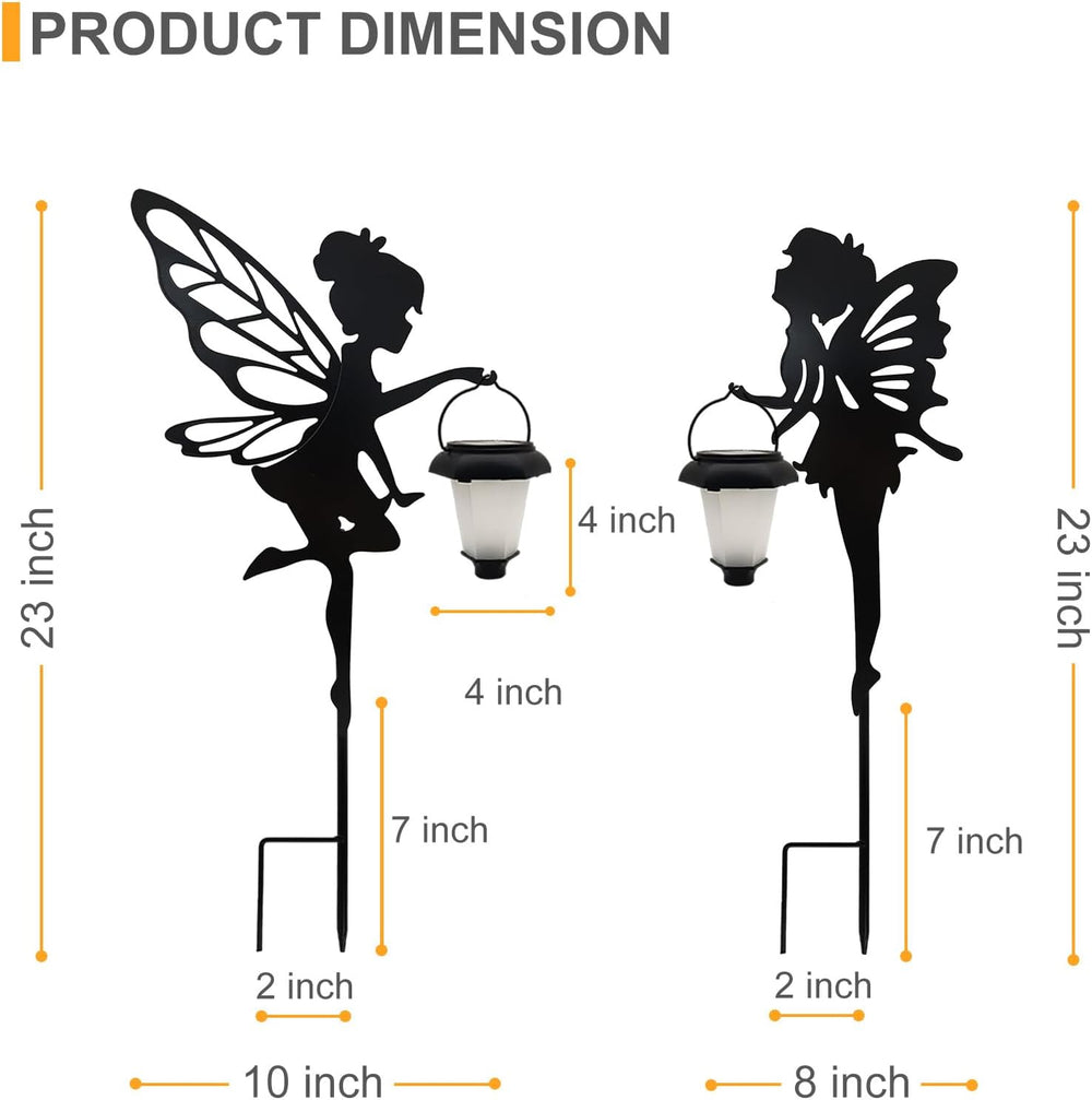 SUNNYPARK 2 Pack Solar Fairy Garden Metal Stake Decorative Lantern