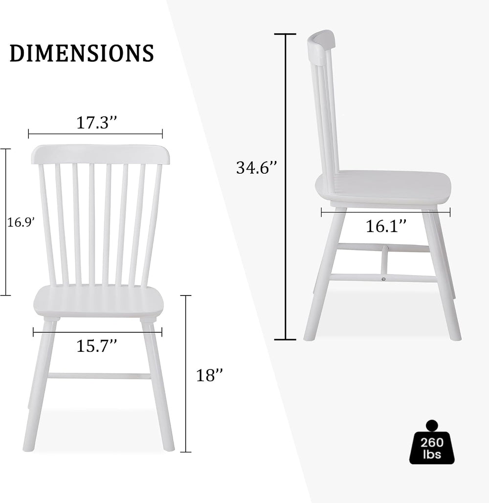 Dining Chairs Set of 6, Farmhouse Solid Wood Windsor Kitchen Chairs Set with ...