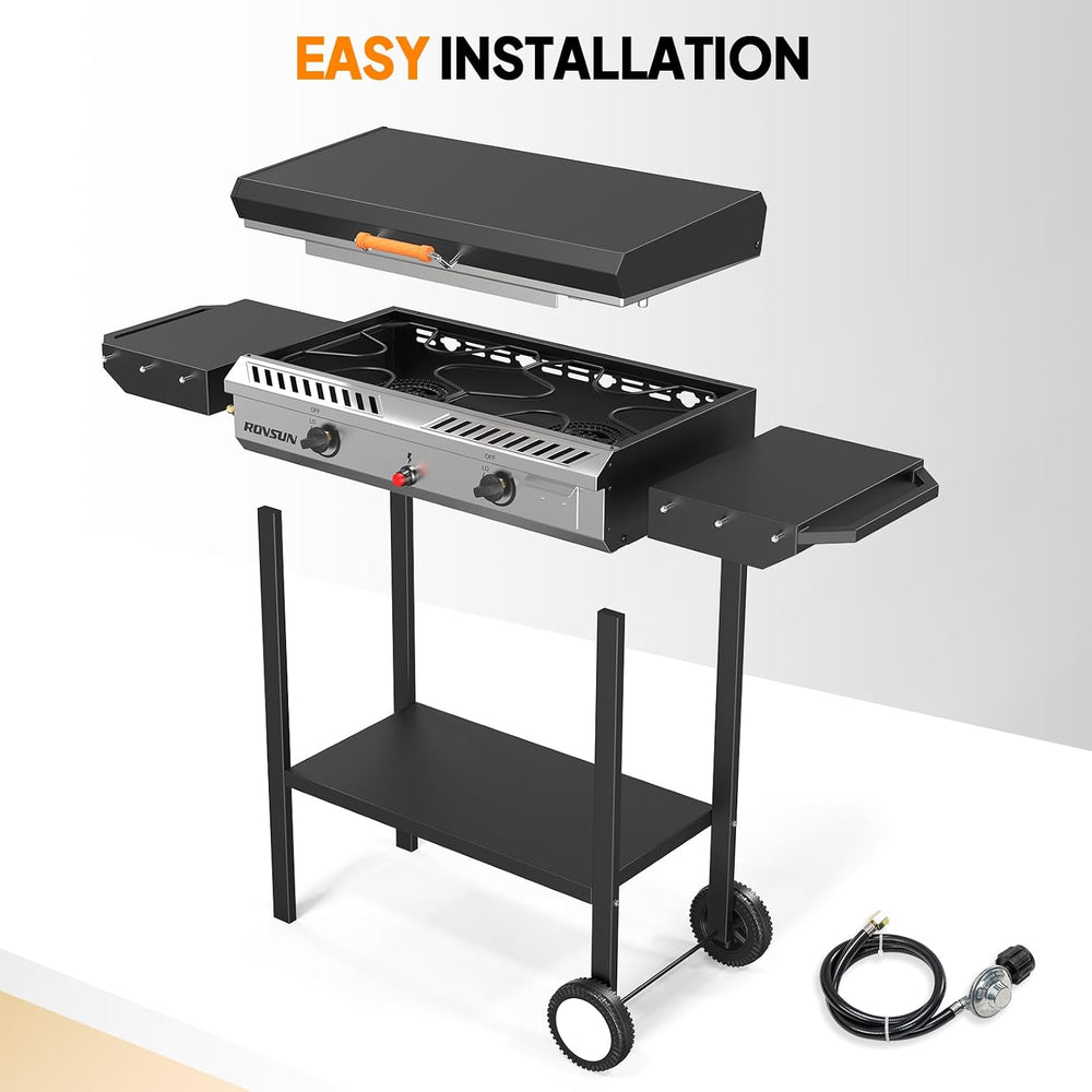 ROVSUN 2 Burner Propane Stove & 30'' Griddle Combo with Ignition ...