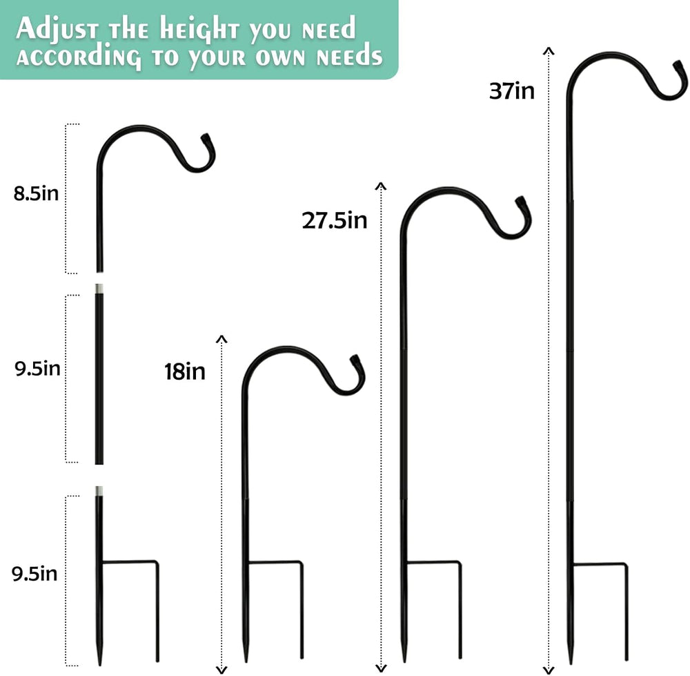 Urban Deco 8 Pack Heavy Duty Shepherds Hook, 37 Inch Tall Plant Hooks