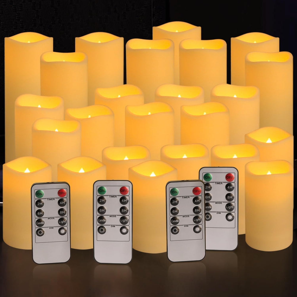 YOROXRG Set of 24 Waterproof Outdoor Flameless Candles, LED Candles with 4 Re...