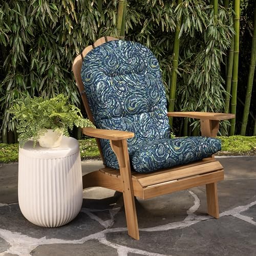 Arden Outdoor Tufted Adirondack Chair Cushion, 21.5x48, Blue Paisley