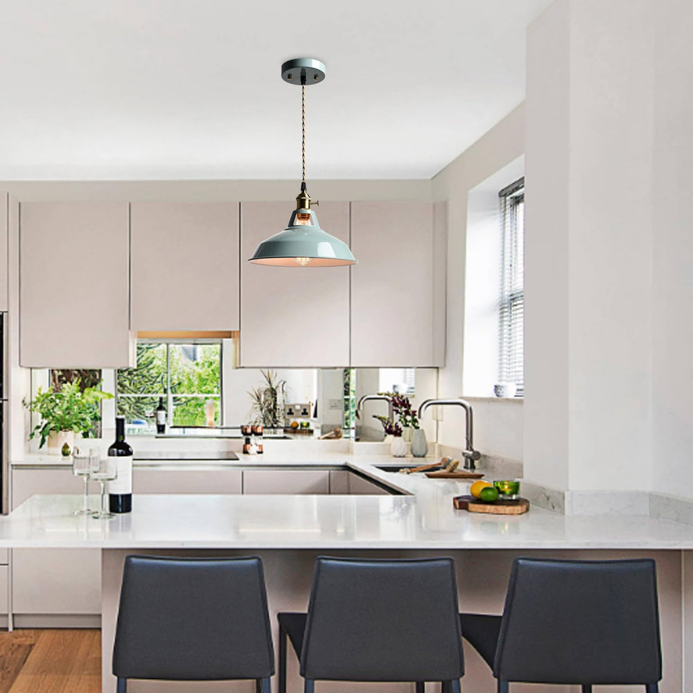 CLAXY Modern Pendant Light Sea Blue Dimmable Kitchen Hanging Light Fixture