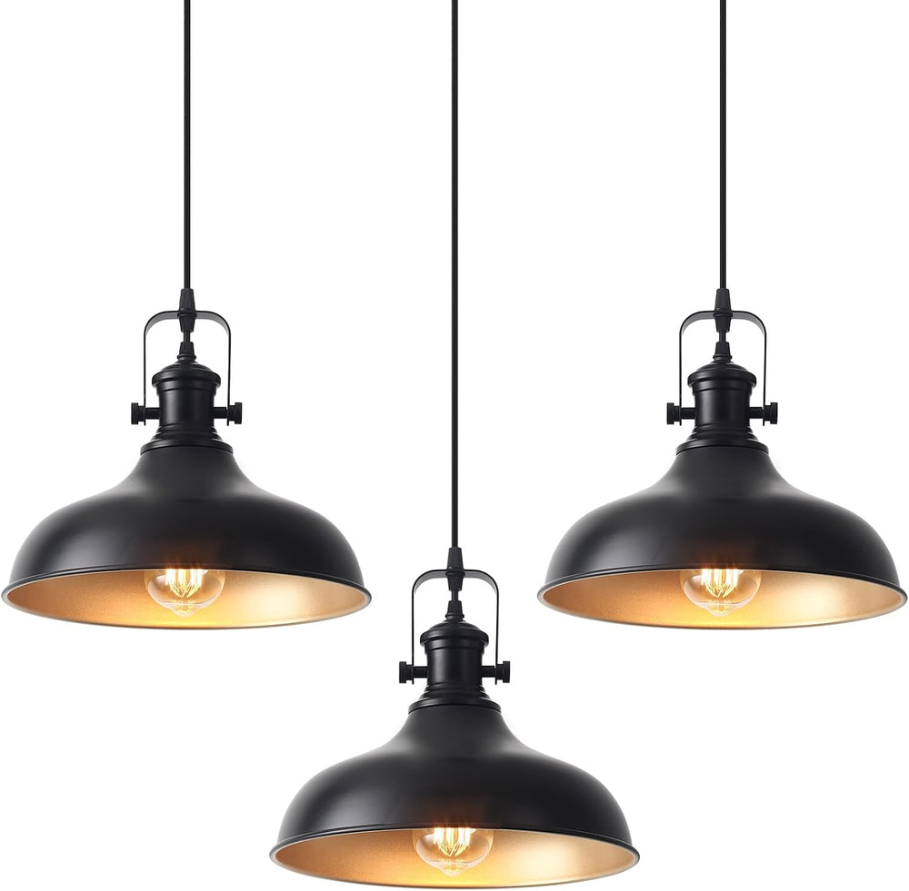 Black Pendant Lights Kitchen Island 3 Pack, 11.41" Kitchen Pendant Light...