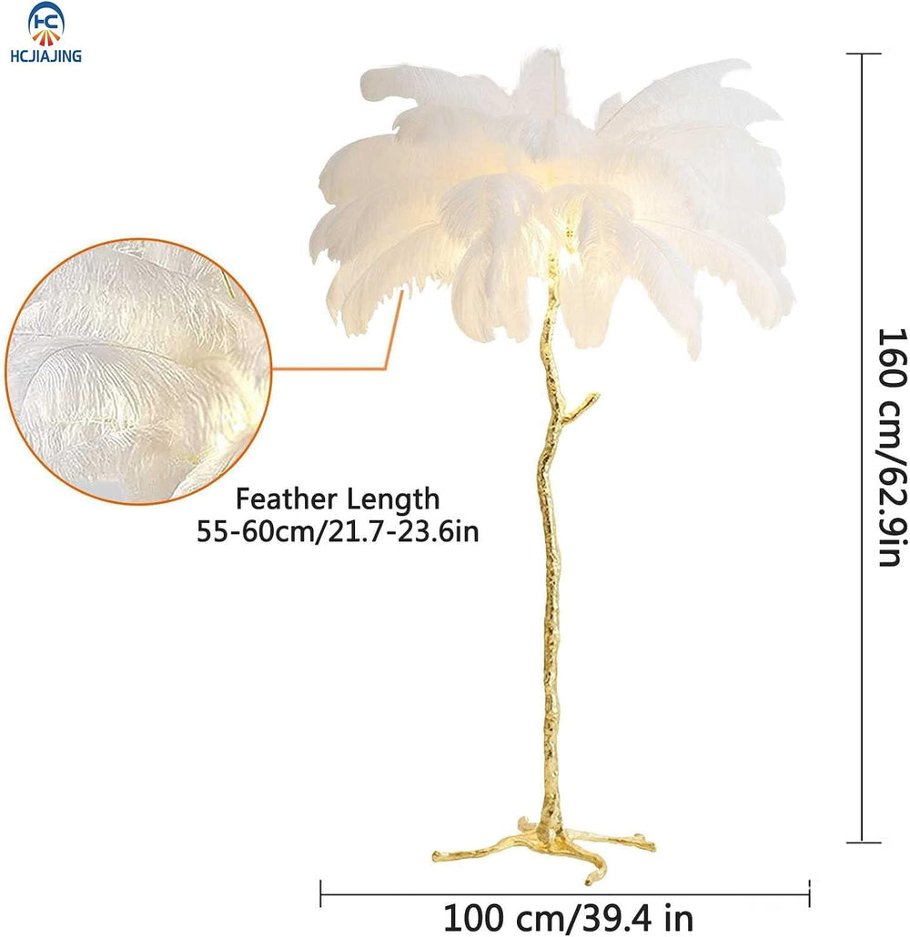 White Ostrich Feather Floor Lamp, Luxury Resin Ostrich Feather Lamp,Romantic ...