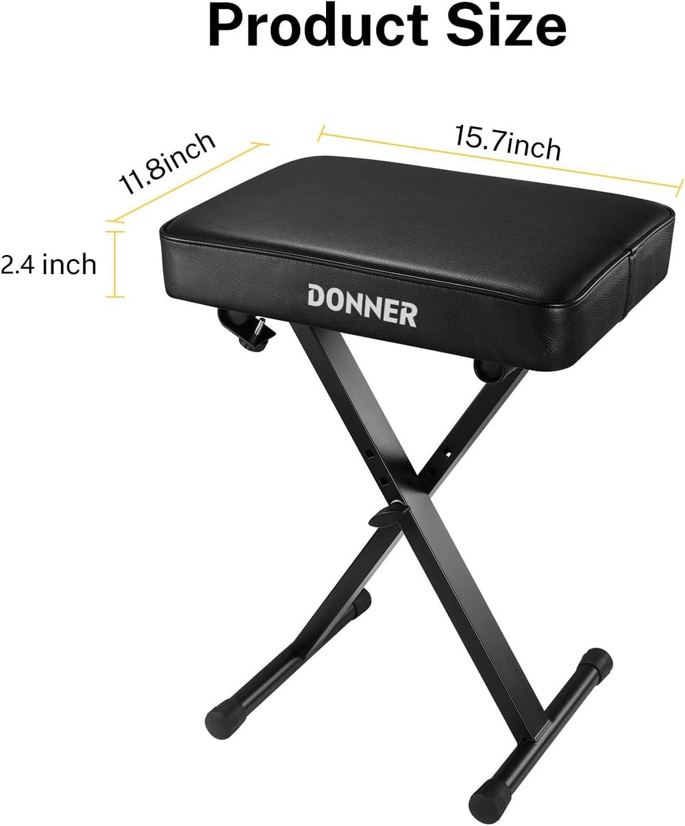 Donner Piano Bench, Adjustable Keyboard Bench Portable Stool Collapsible Chai...