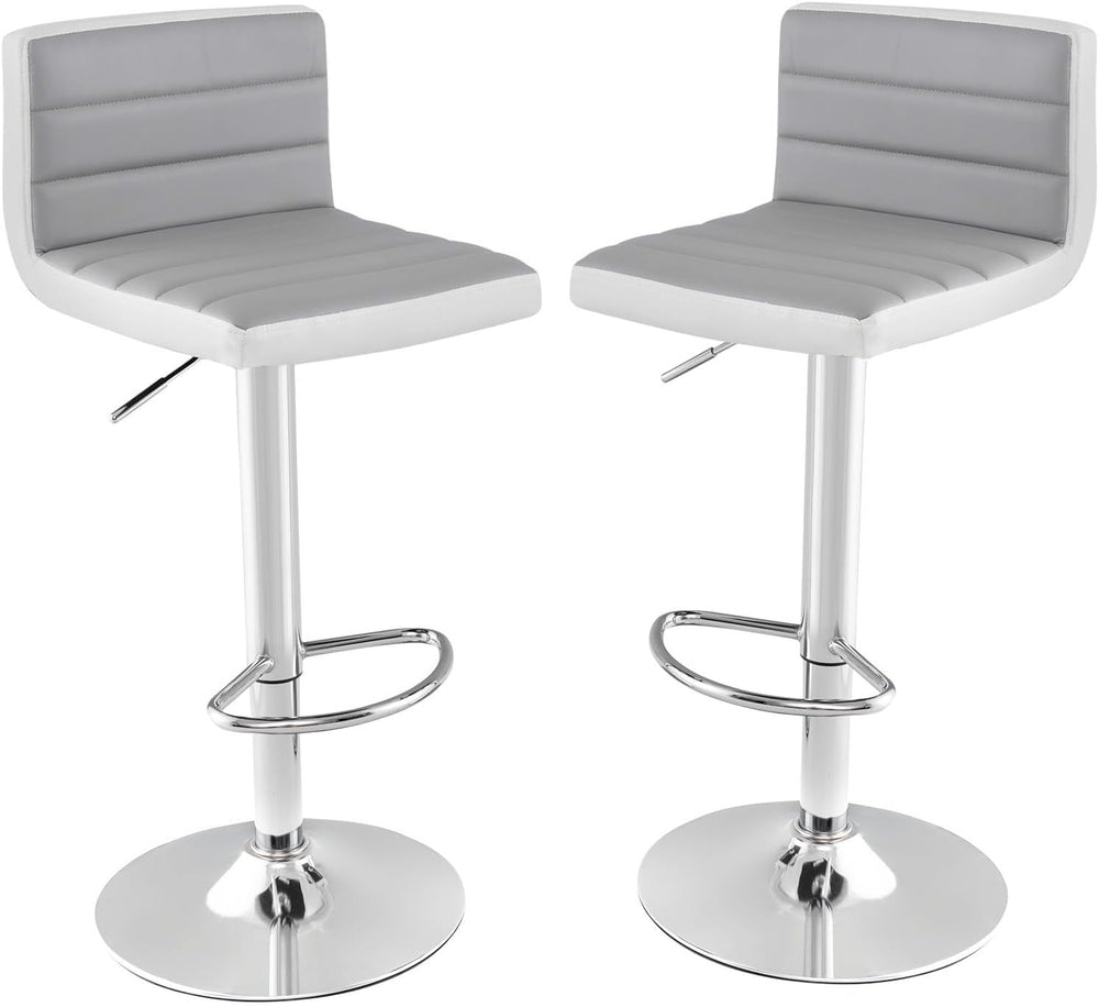 COSTWAY Adjustable Bar Stools Set of 2, Modern Swivel PU Leather Bar Chairs w...