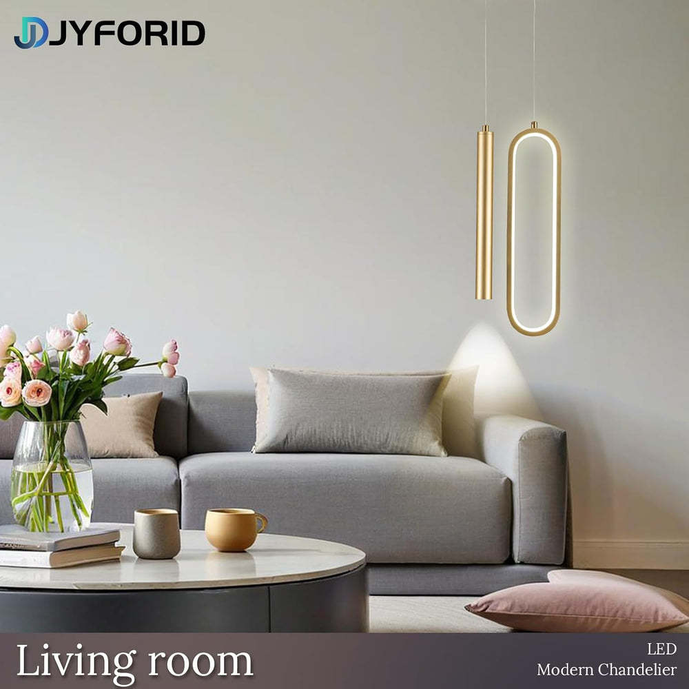 Gold Modern Mini LED Pendant Light with Remote Control, 24W 3-Color Temp Step...