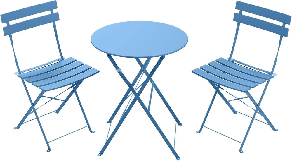 LAUSAINT HOME 3-Piece Steel Folding Bistro Set, Premium Weather-Resistant Pat...