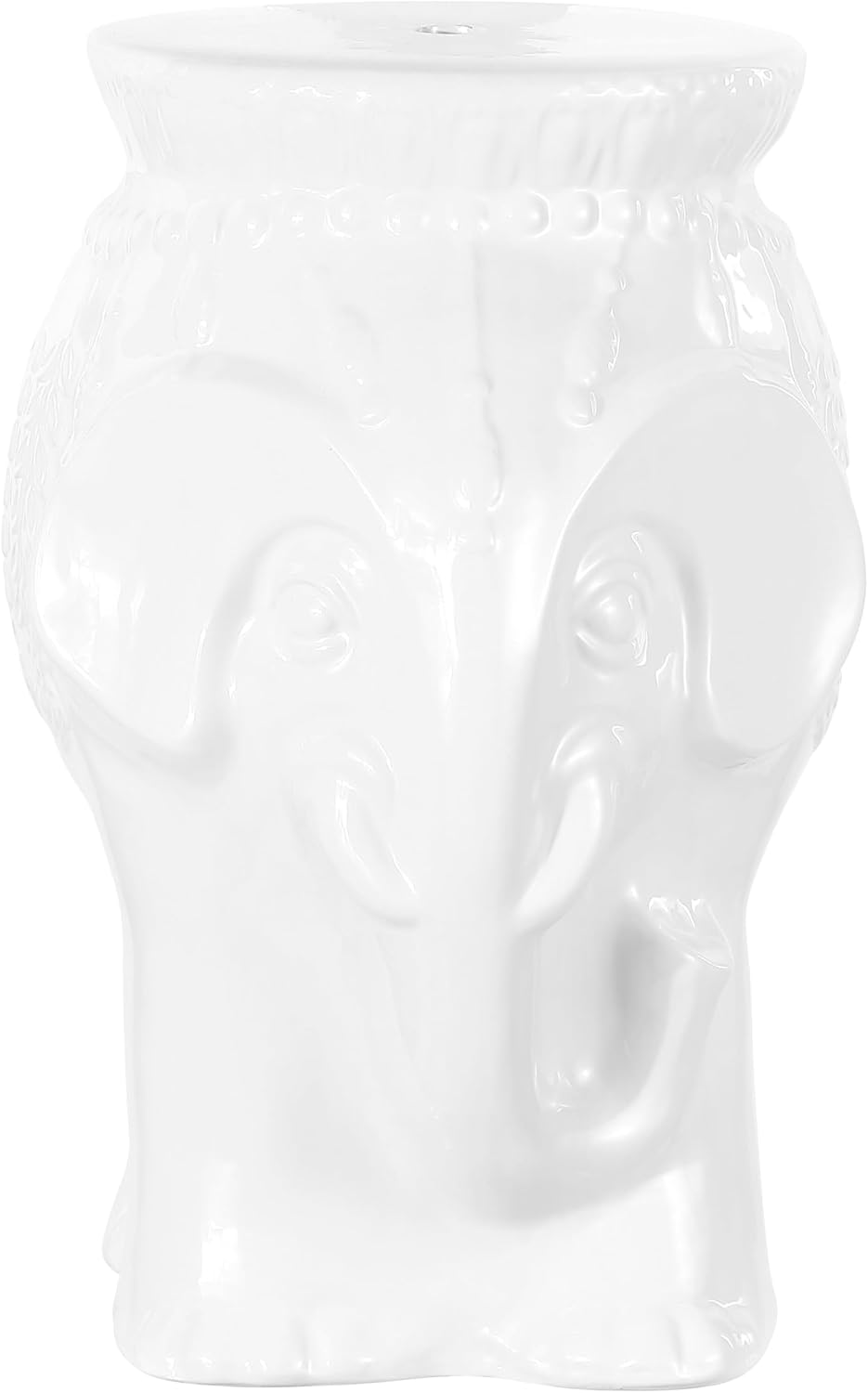 JONATHAN Y Orla Elephant Garden Stool 18.5" Ceramic Accent Table, White