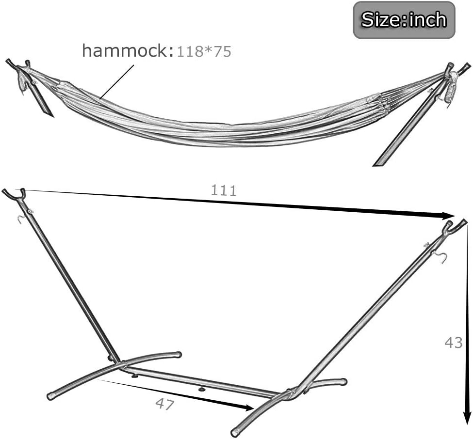 Hammock and Stand Heavy Duty Portable Solid Steel Stand with Carrying Case Ad...