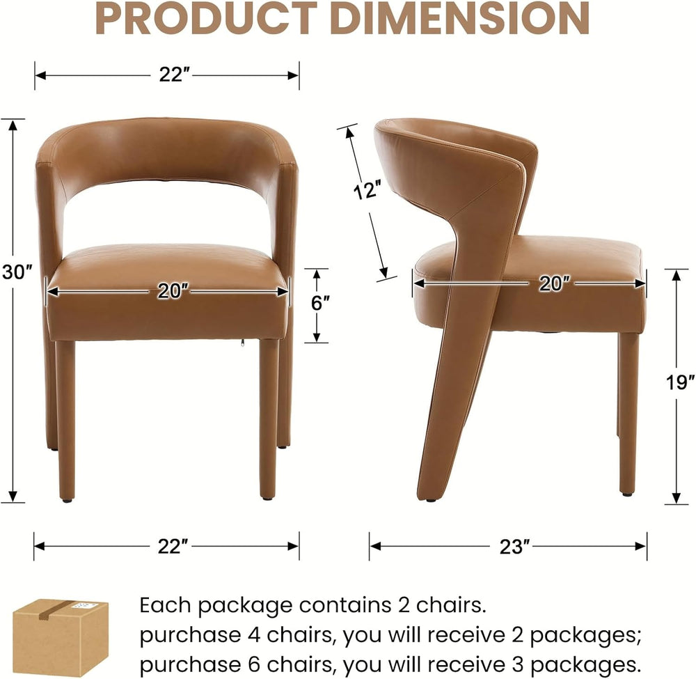 HNY Mid-Century Upholstered Dining Chairs Set of 6, Modern Brown Faux Leather...