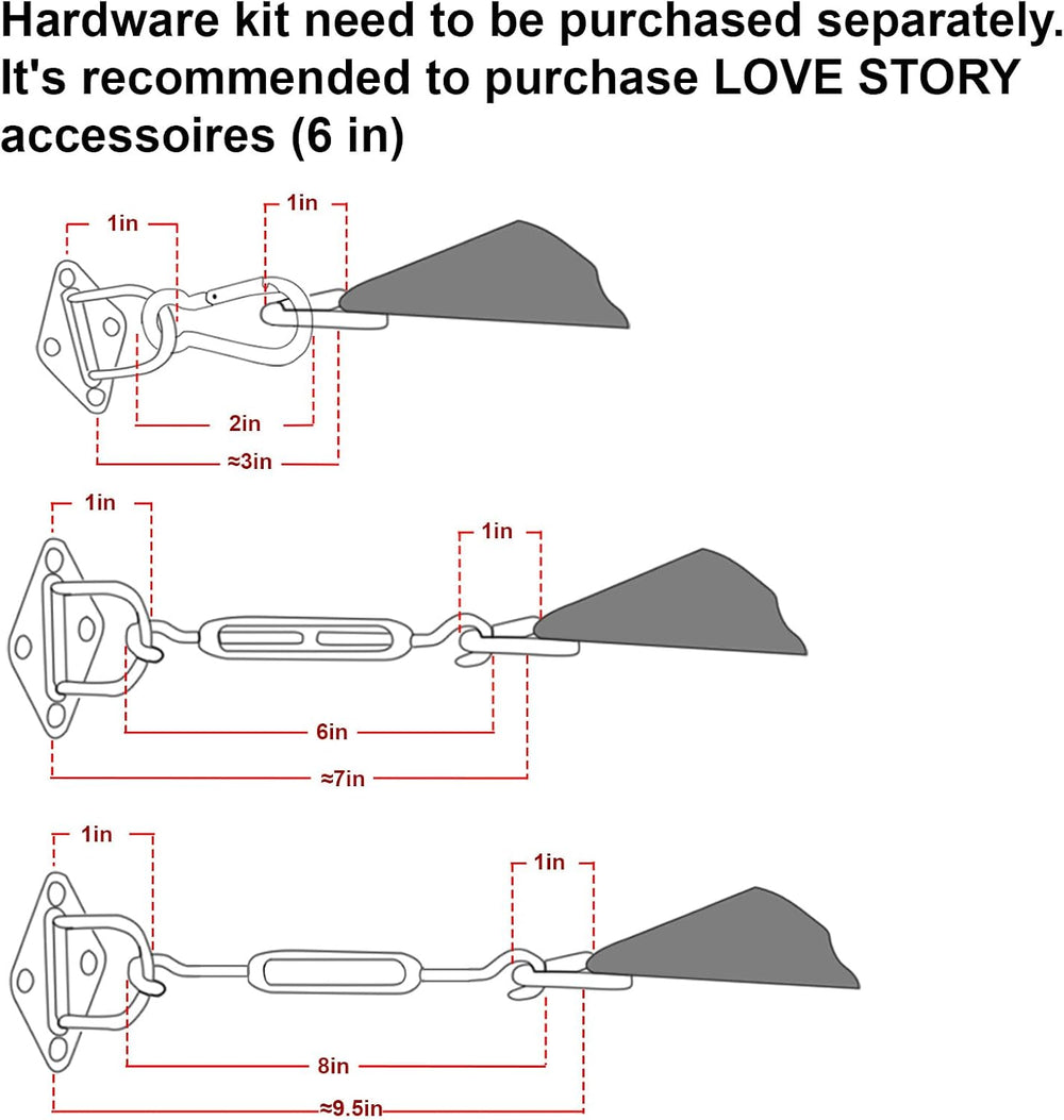 LOVE STORY 12' x 12' x 12' Triangle Sun Shade Sail for Patio, Sil...