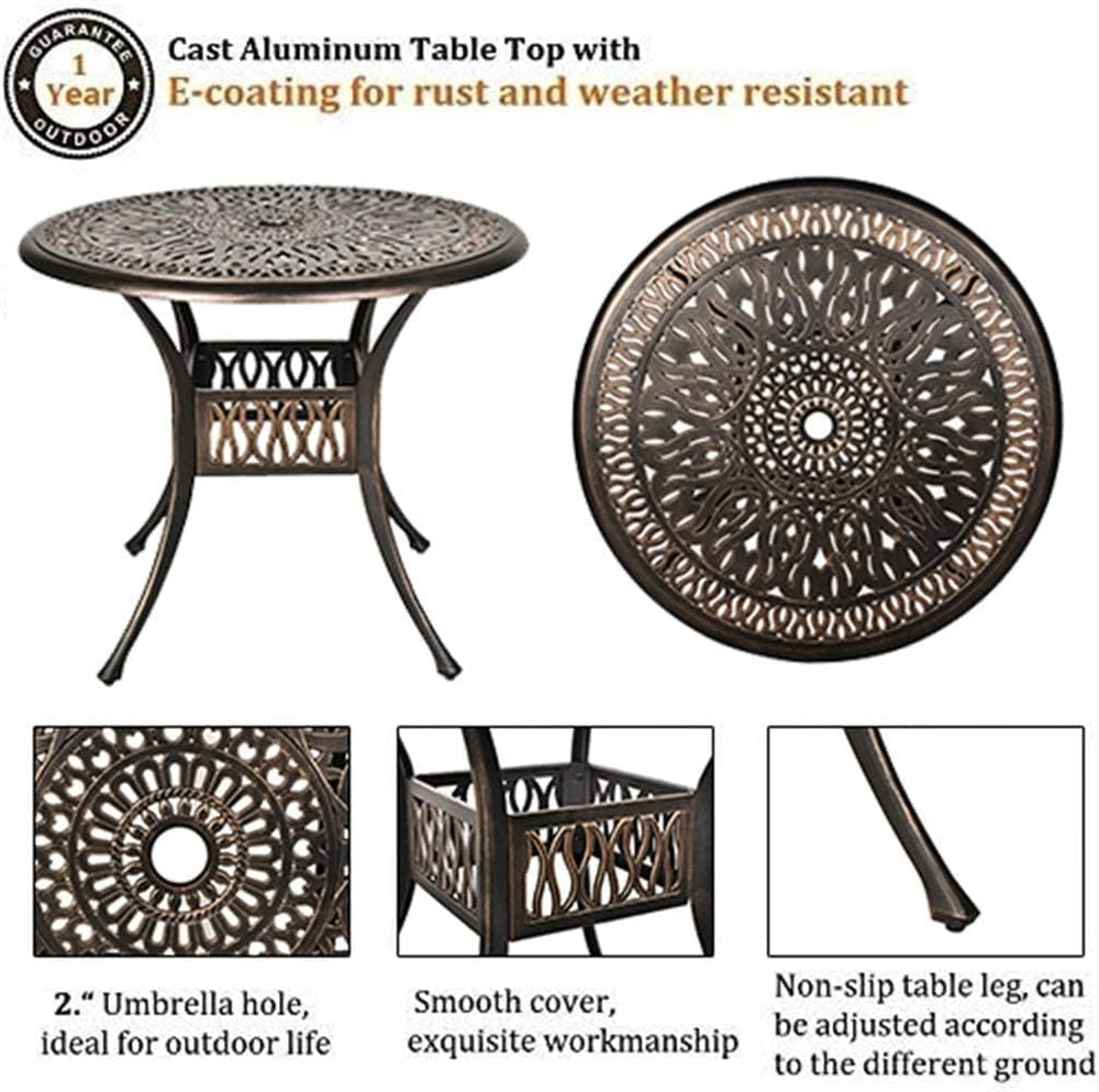 Grepatio 5 Piece Outdoor Dining Set Cast Aluminum Patio Table and Chairs Outs...