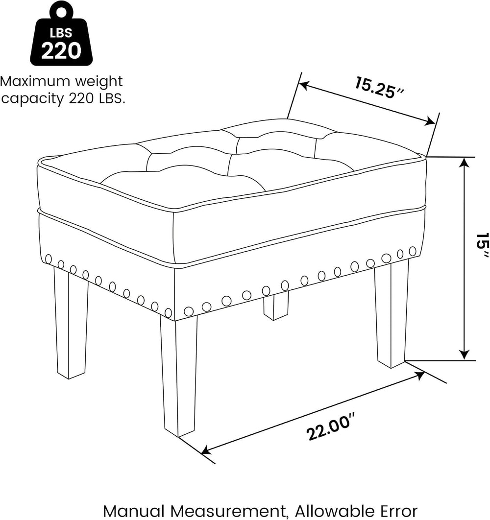 Glitzhome Mid-Century Faux Leather Ottoman, Modern Accent Stool PU Leather Fo...