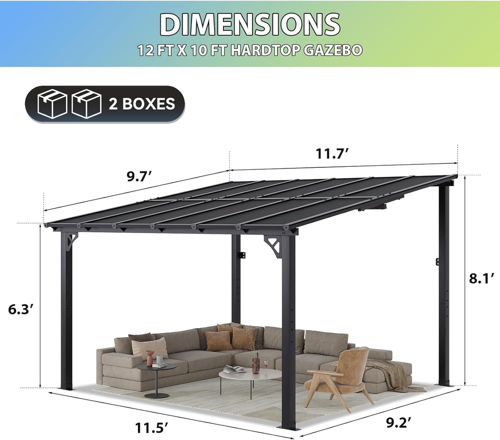 Aoxun Premium Gazebo Aluminum Frame & Polycarbonate Panel, 12'x10'...