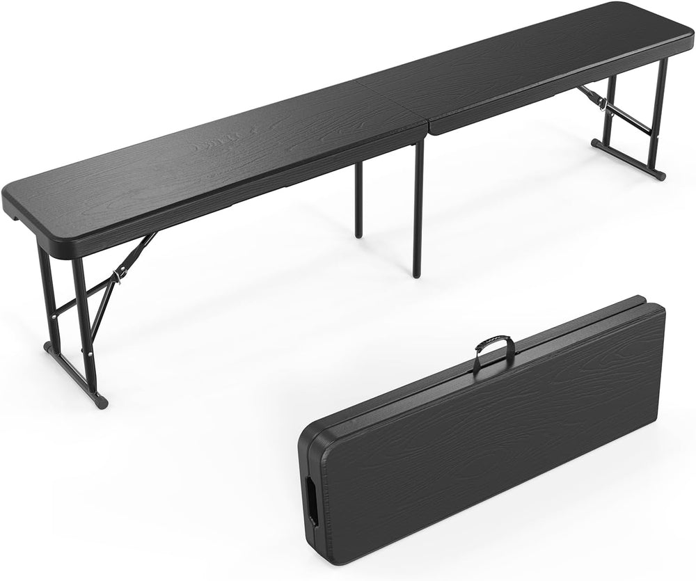 VINGLI 6 feet Plastic Folding Bench,Portable in/Outdoor Picnic Party Camping ...