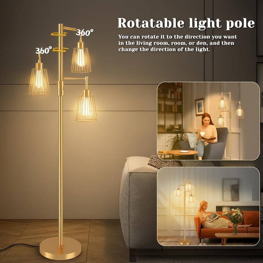 PESRAE Dimmable Industrial Floor Lamp, Farmhouse Floor Lamp Standing Tree Lam...