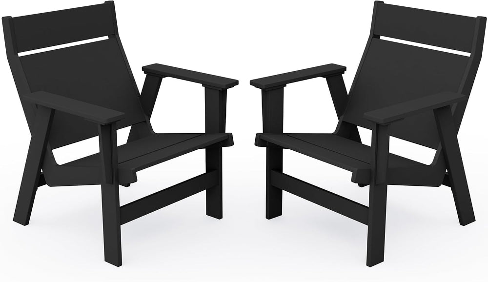 KINGYES Modern Adirondack Chair Set of 2, Slateless Design, Black