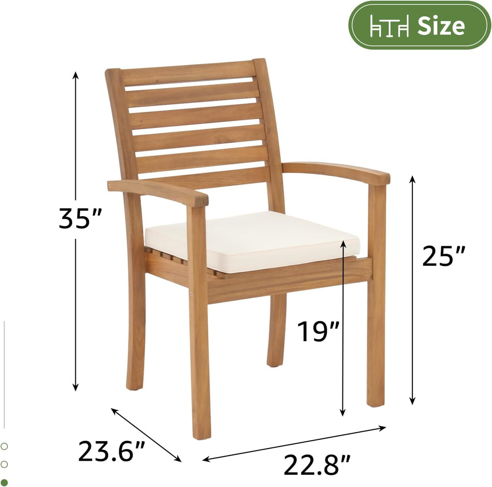 OC Orange-Casual Stackable Patio Dining Chairs Set of 6, Acacia Wood,Beige