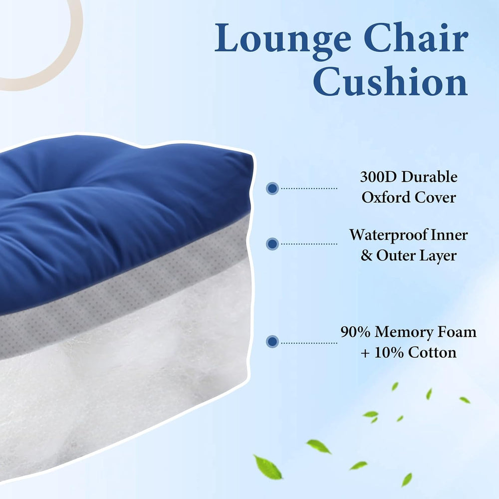 Outdoor Chaise Lounge Chair Cushion, 76"x22"x4.7", Dark Blue