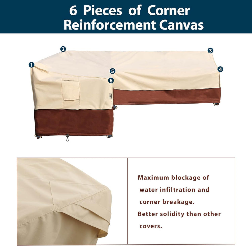 Outdoor Sectional Cover V-Shaped Garden Patio Furniture Covers Waterproof Rip...