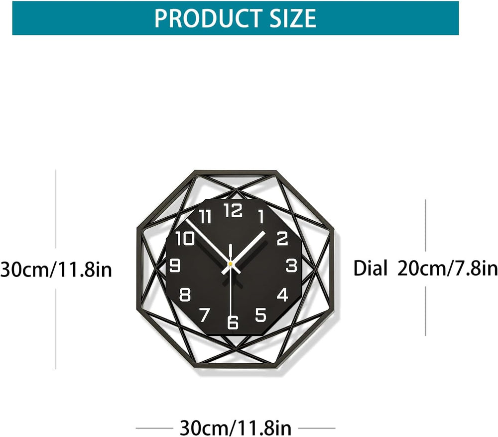 Modern Wall Clocks for Living Room Decor 12in Black Analog Clock