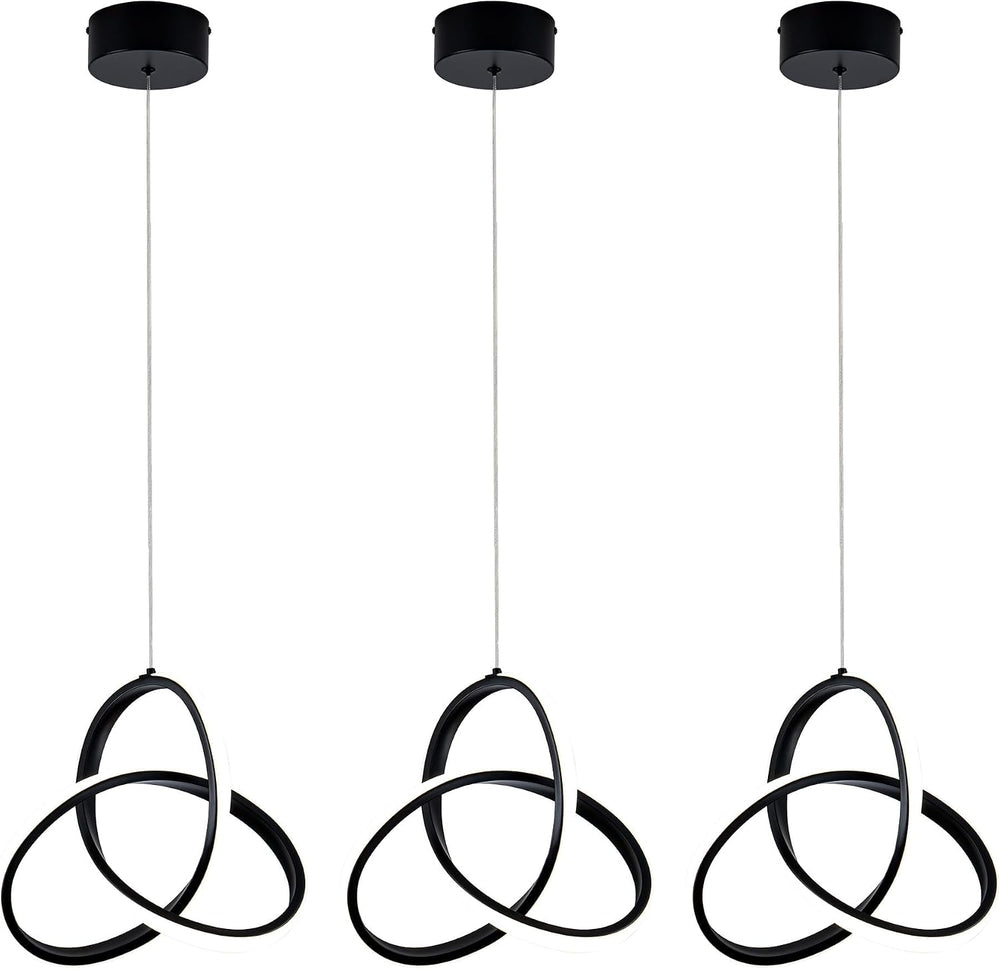 MAYNA Modern Spiral Led Chandelier,Modern Pendant Light 3 Pack (Black)