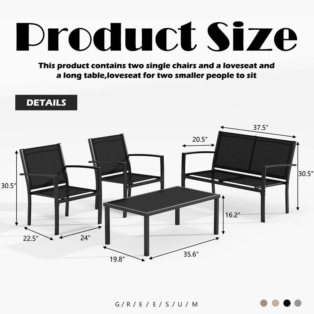 Greesum 4 Pieces Patio Furniture Set, Outdoor Conversation Sets for Patio, La...