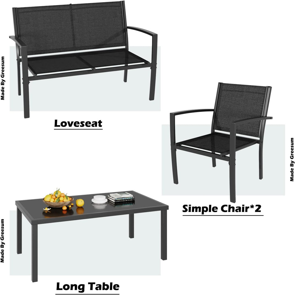 Greesum 4 Pieces Patio Furniture Set, Outdoor Conversation Sets for Patio, La...