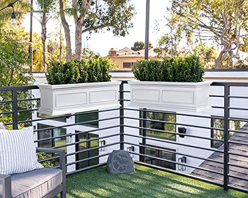 Veradek Brixton Series Plastic Railing Planter - Rectangular Planter for Outd...