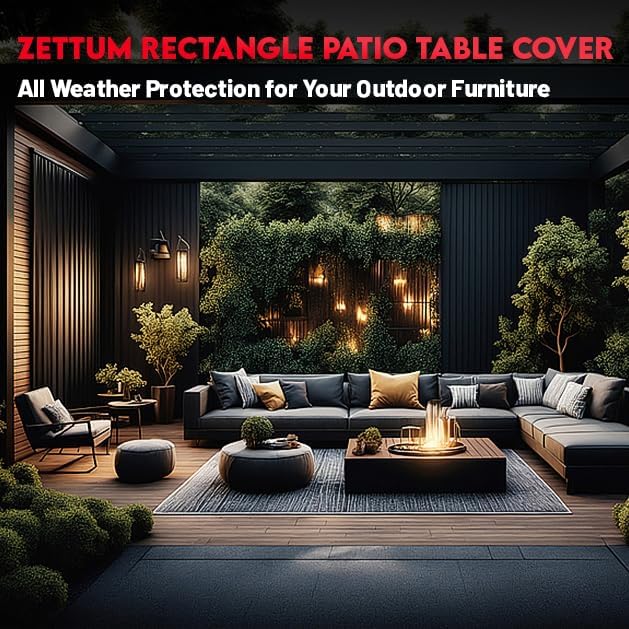 Zettum Patio Furniture Cover Rectangle - 600D Outdoor Table Cover Waterproof ...
