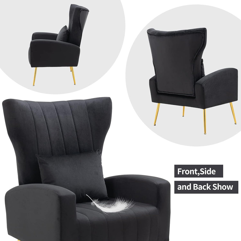 ZJhome Living Room Chairs Set of 2 Modern Velvet Accent Chairs with Lumbar Pi...