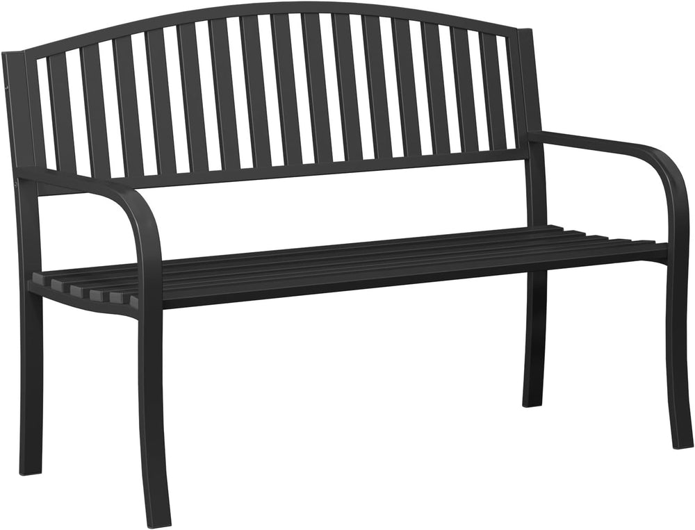 50" Outdoor Bench, Heavy-Duty Metal Frame Graden Bench, Weatherproof Pat...