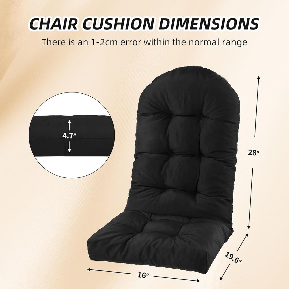Outdoor Adirondack Chair Cushions Set of 2, Non-Slip Waterproof High Back Tuf...