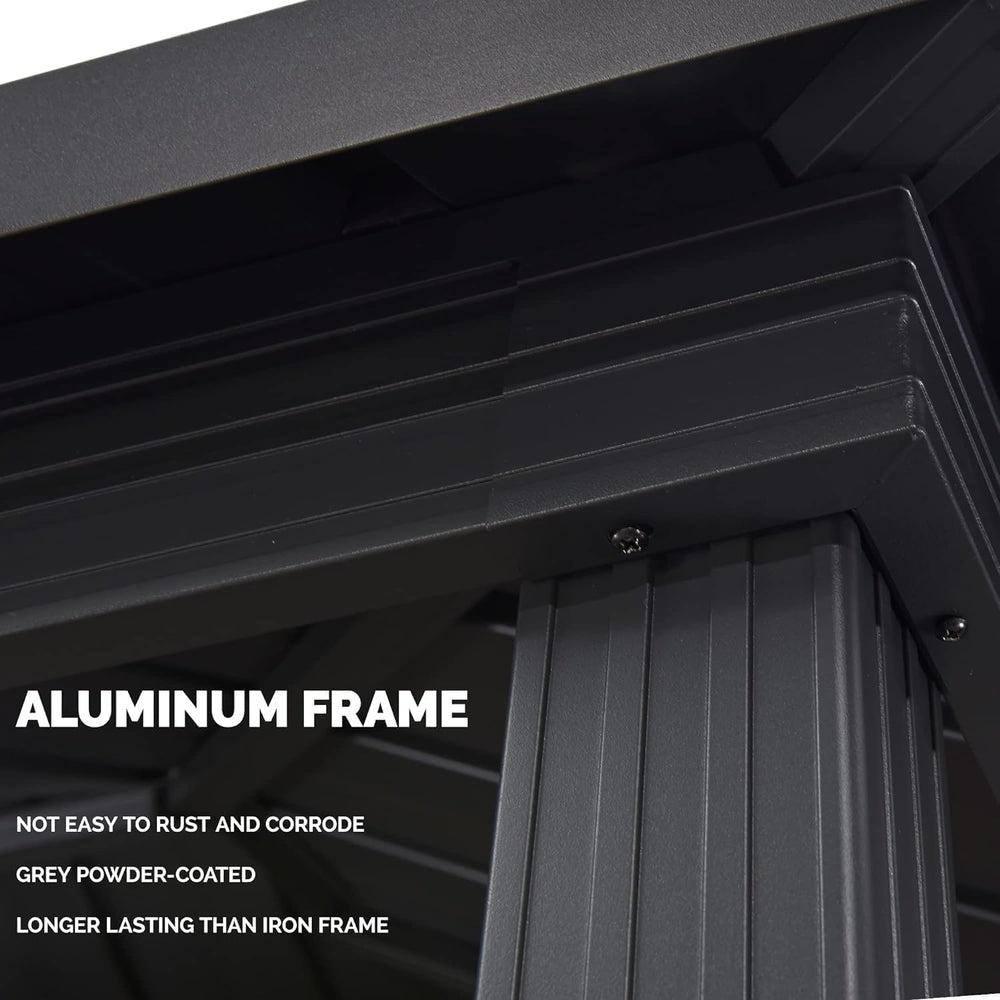 PURPLE LEAF Hardtop Grill Gazebo 6' x 8' Aluminum Frame Double Tier, ...