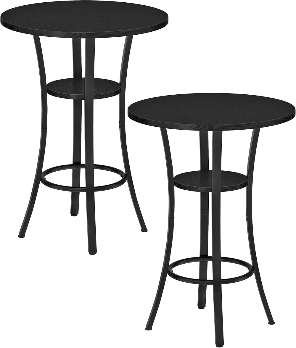 CHOEZON Round Bar Table, Set of 2 Small Kitchen Dining Tables, 2-Tier High To...