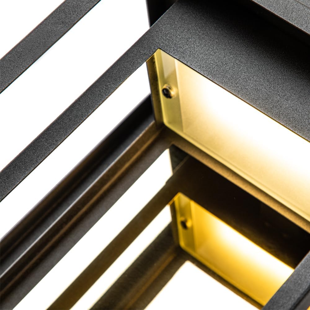 Modern Outdoor Wall Lights LED Exterior, Black Gold Front Porch Lights Wall M...