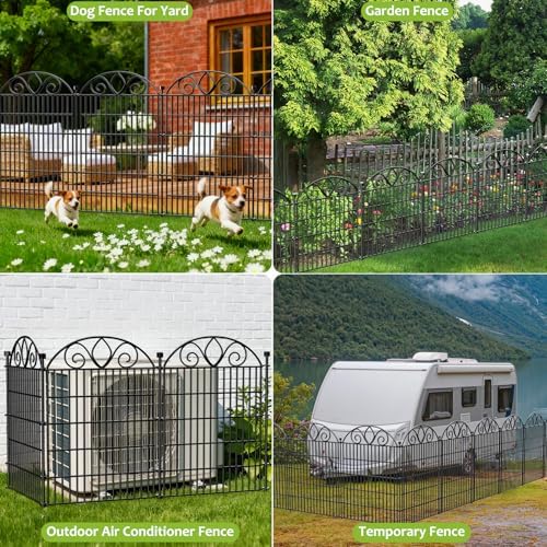 No Dig Garden Fence Outdoor for Yard, 10 Panels with Gate
