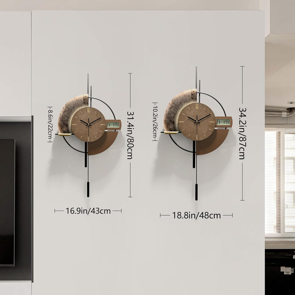 Large Wall Clocks Decorative with Temperature Display℃, Silent Unique Wall Cl...