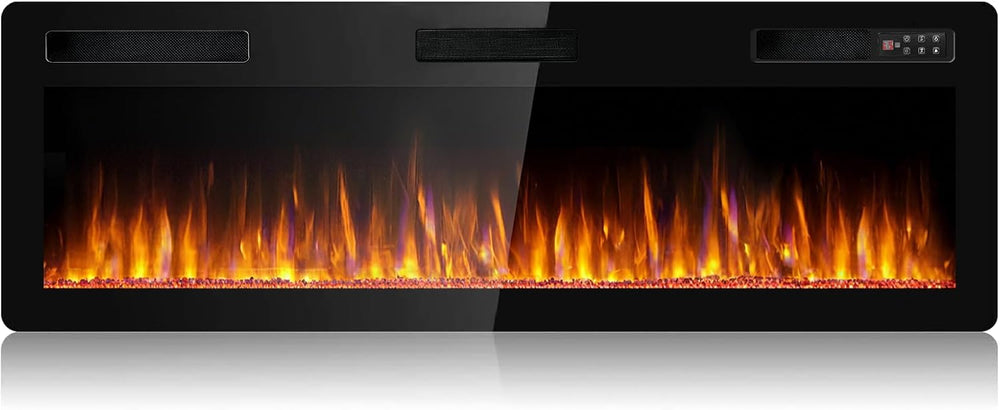 60 inch Ultra-Thin Silence Linear Electric Fireplace, Recessed Wall Mounted